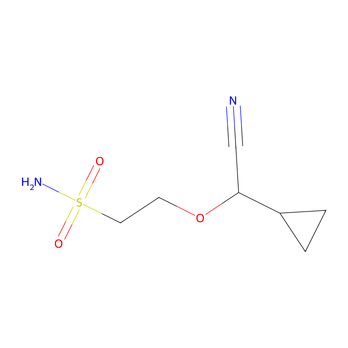2-[Cyano(cyclopropyl)methoxy]ethane-1-sulfonamide molecular structure, CAS 2580230-35-7