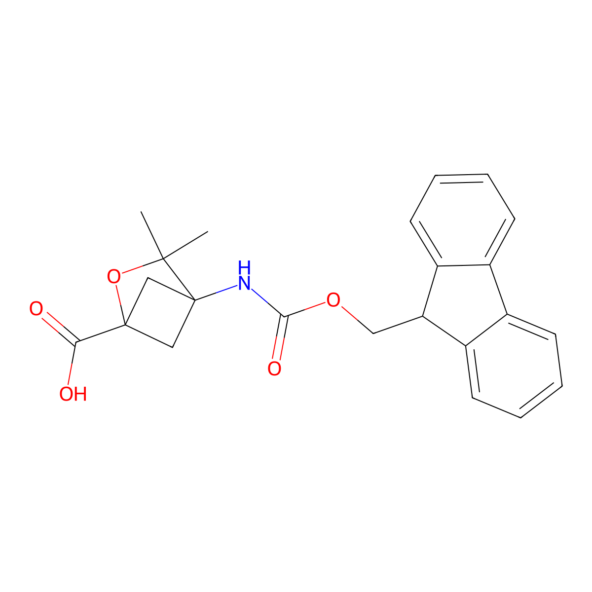 4-({[(9H-fluoren-9-yl)methoxy]carbonyl}amino)-3,3-dimethyl-2-oxabicyclo[2.1.1]hexane-1-carboxylic acid molecular structure, CAS 2580230-38-0