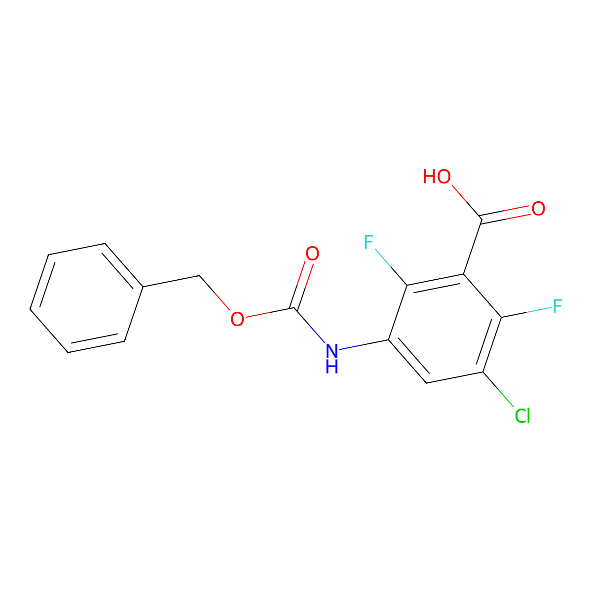 3-{[(Benzyloxy)carbonyl]amino}-5-chloro-2,6-difluorobenzoic acid molecular structure, CAS 2580230-47-1