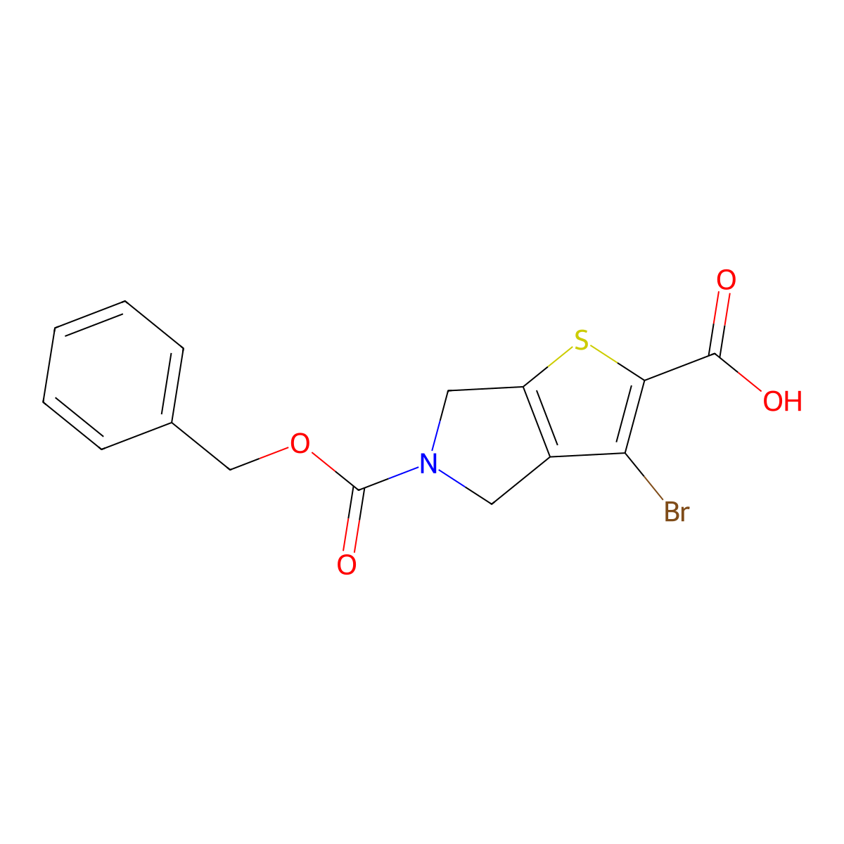 5-[(benzyloxy)carbonyl]-3-bromo-4H,5H,6H-thieno[2,3-c]pyrrole-2-carboxylic acid molecular structure, CAS 2580230-48-2