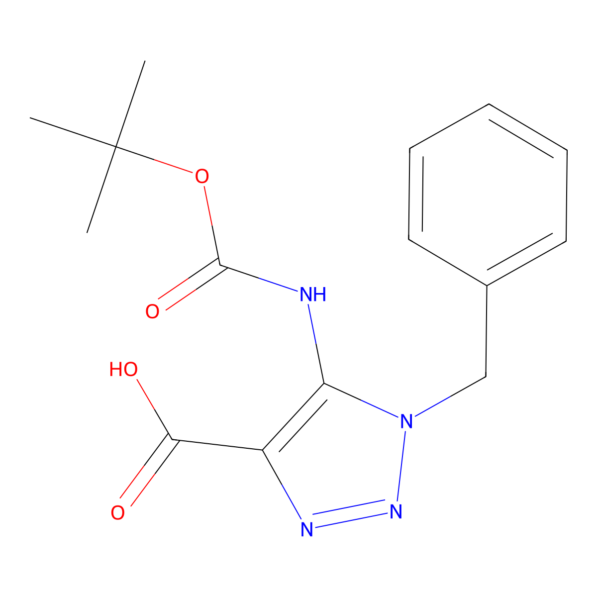 1-benzyl-5-{[(tert-butoxy)carbonyl]amino}-1H-1,2,3-triazole-4-carboxylic acid molecular structure, CAS 2580230-49-3