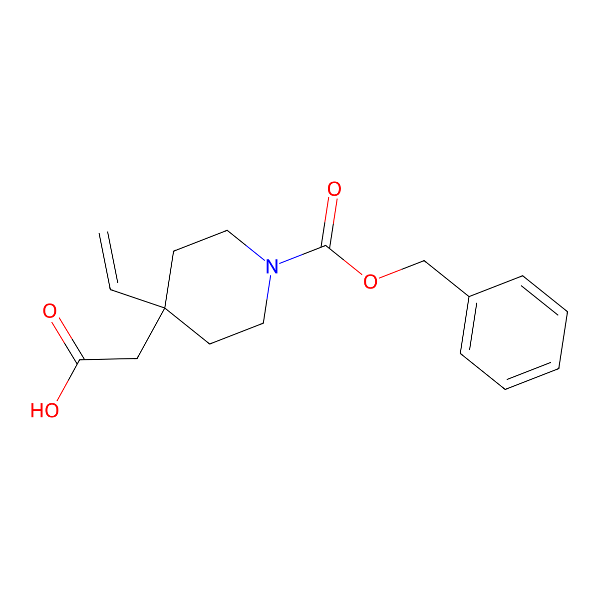 2-{1-[(Benzyloxy)carbonyl]-4-ethenylpiperidin-4-yl}acetic acid molecular structure, CAS 2580230-64-2