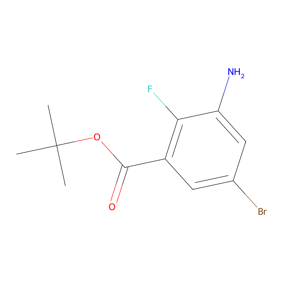 Tert-butyl 3-amino-5-bromo-2-fluorobenzoate molecular structure, CAS 2580230-76-6