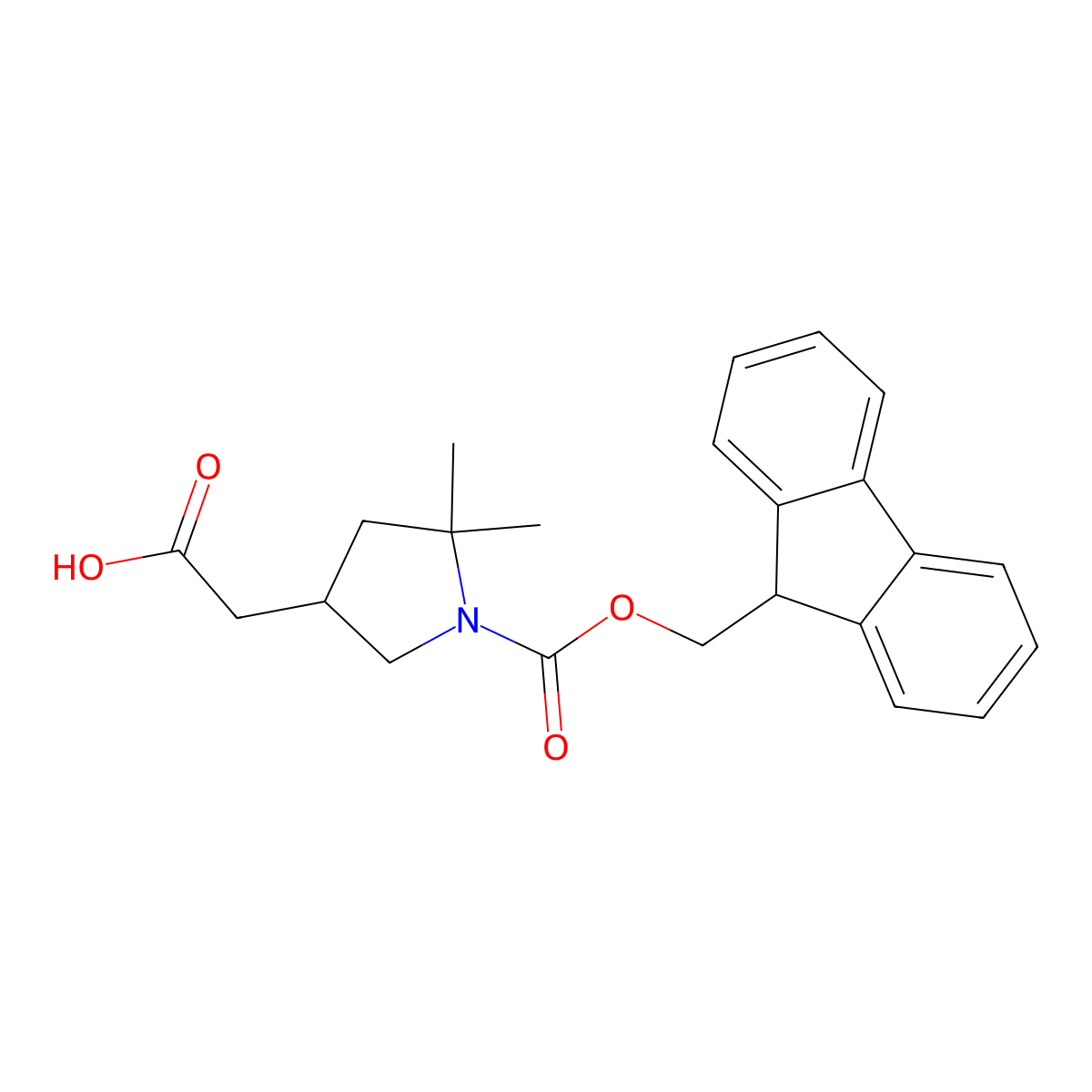 2-(1-{[(9H-fluoren-9-yl)methoxy]carbonyl}-5,5-dimethylpyrrolidin-3-yl)acetic acid molecular structure, CAS 2580230-77-7