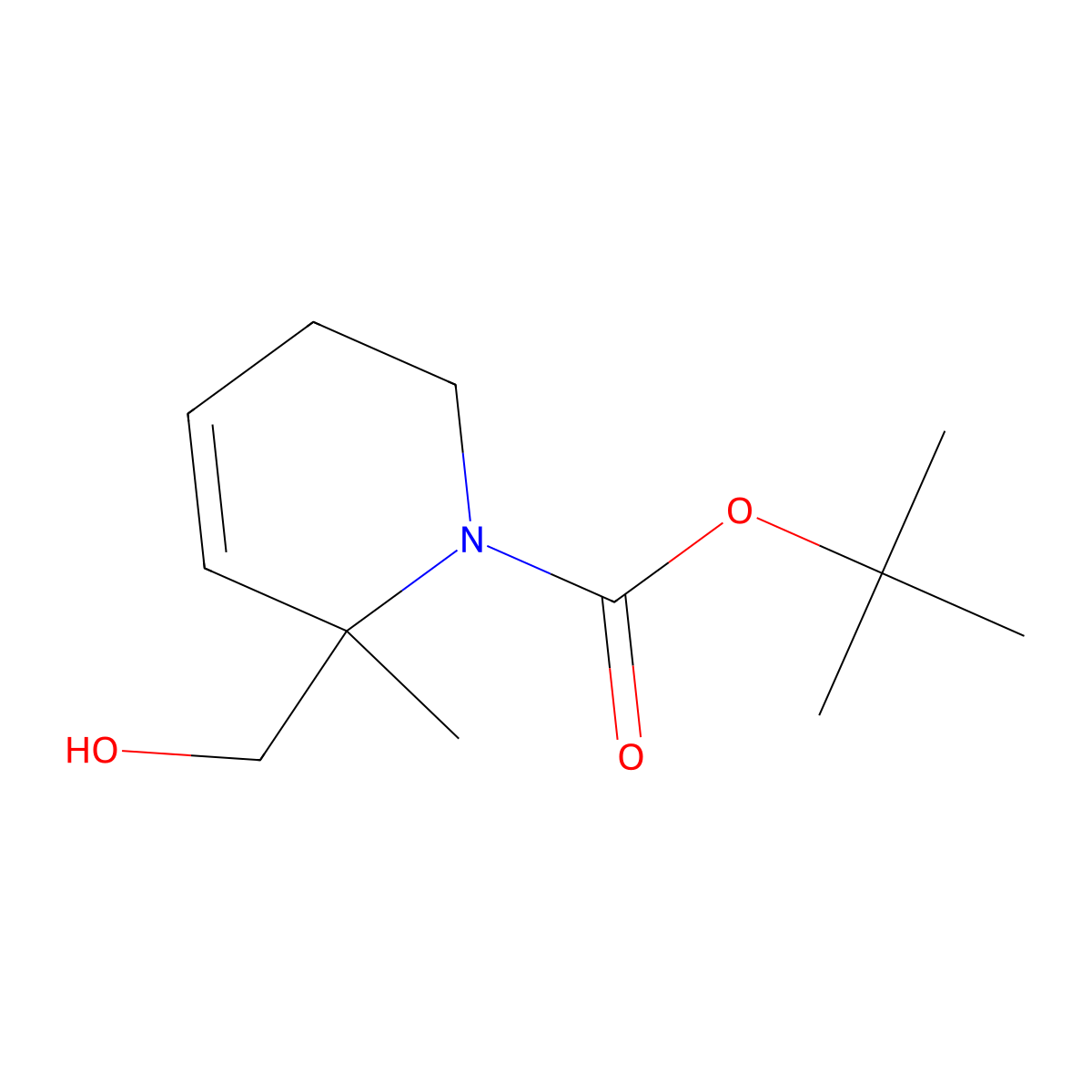 Tert-butyl6-(hydroxymethyl)-6-methyl-1,2,3,6-tetrahydropyridine-1-carboxylate molecular structure, CAS 2580230-86-8