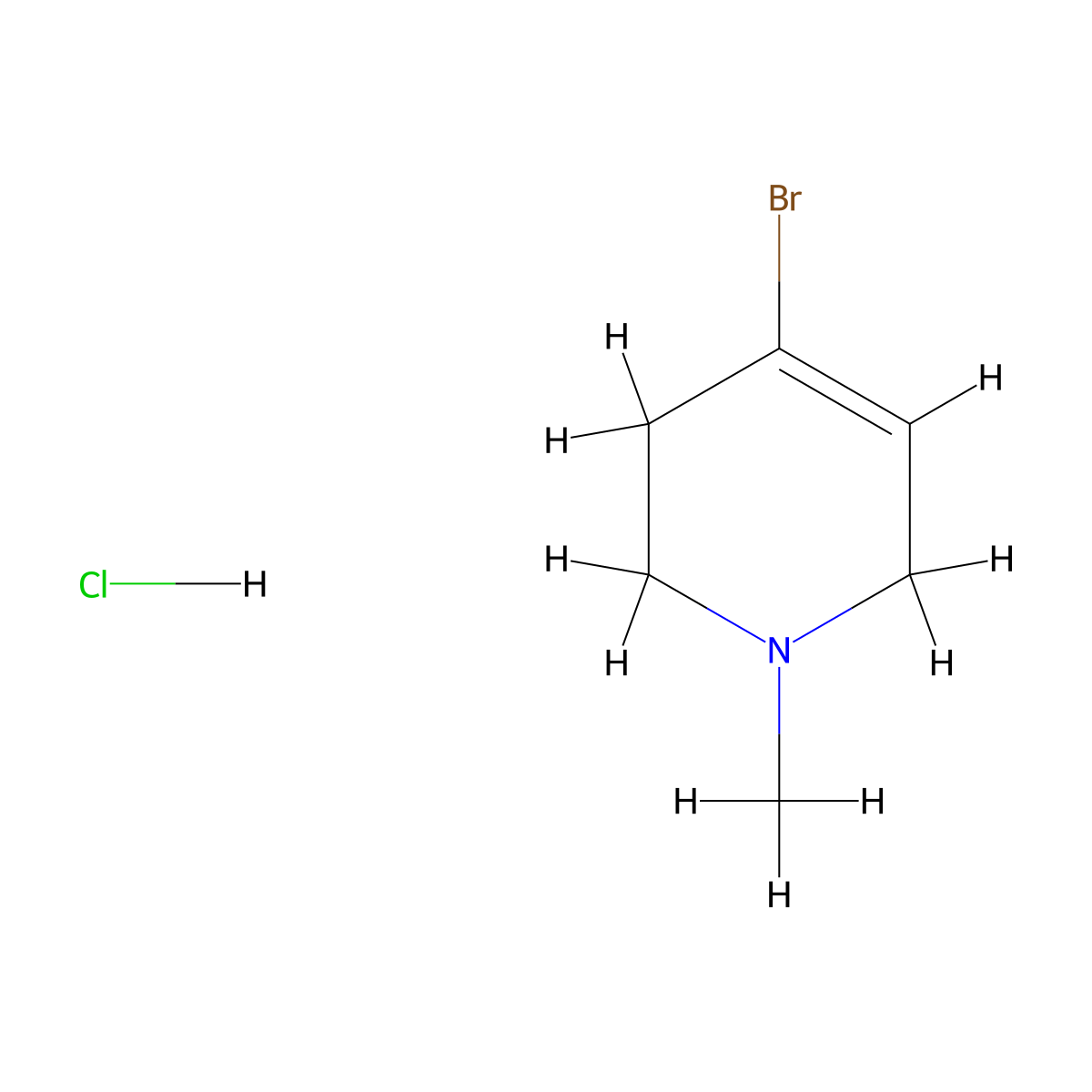 4-Bromo-1-methyl-1,2,3,6-tetrahydropyridine hydrochloride molecular structure, CAS 2580230-91-5