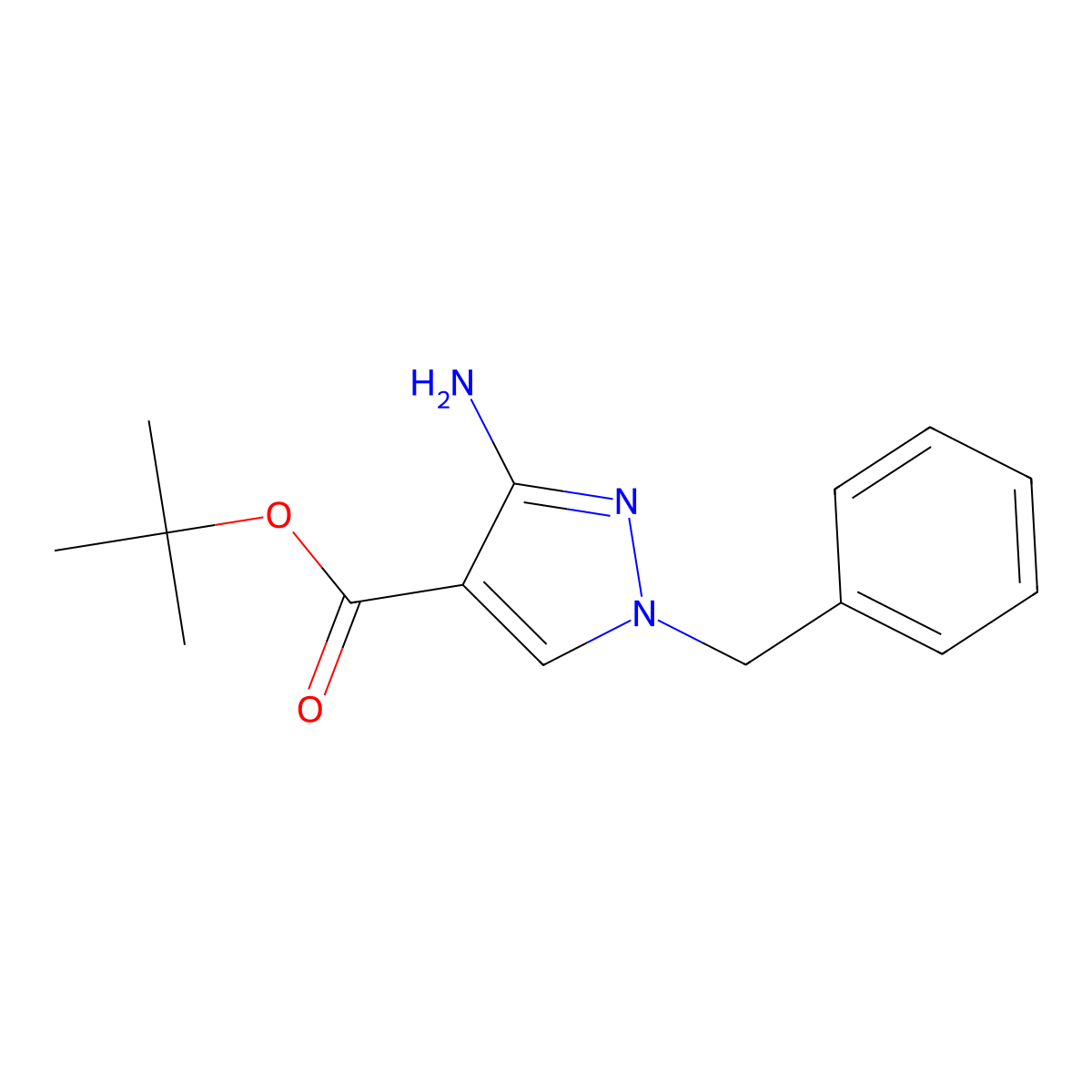 tert-butyl 3-amino-1-benzyl-1H-pyrazole-4-carboxylate molecular structure, CAS 2580230-96-0