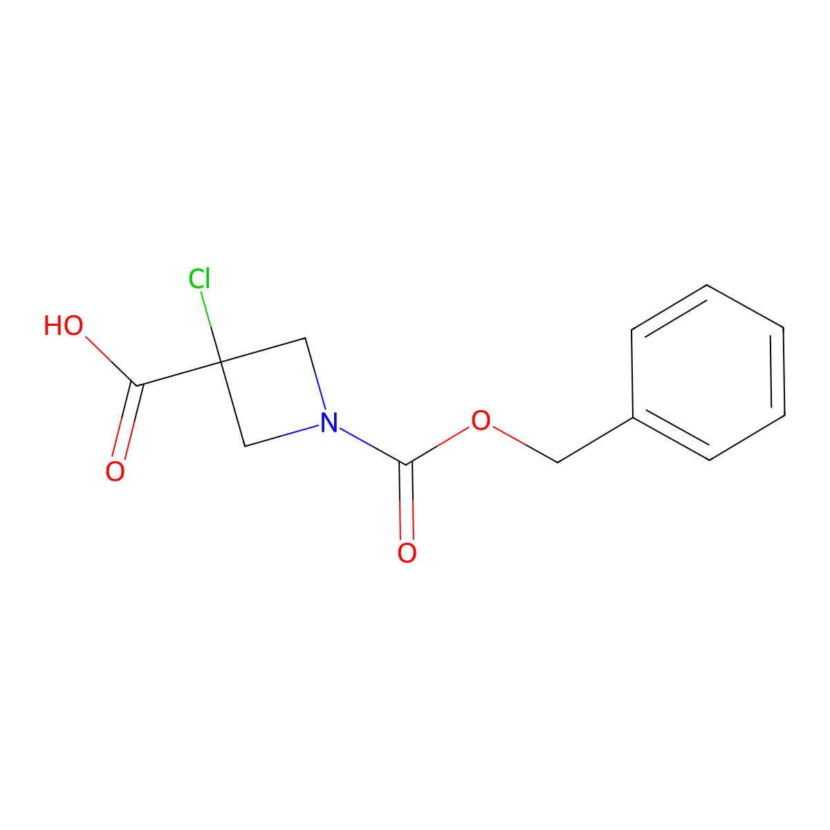 1-[(Benzyloxy)carbonyl]-3-chloroazetidine-3-carboxylic acid molecular structure, CAS 2580231-02-1