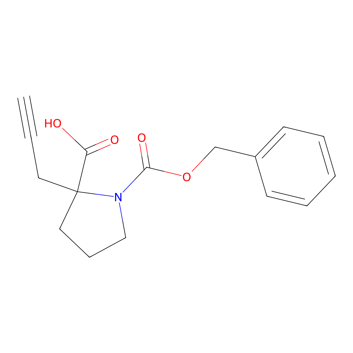 1-[(Benzyloxy)carbonyl]-2-(prop-2-yn-1-yl)pyrrolidine-2-carboxylic acid molecular structure, CAS 2580231-03-2