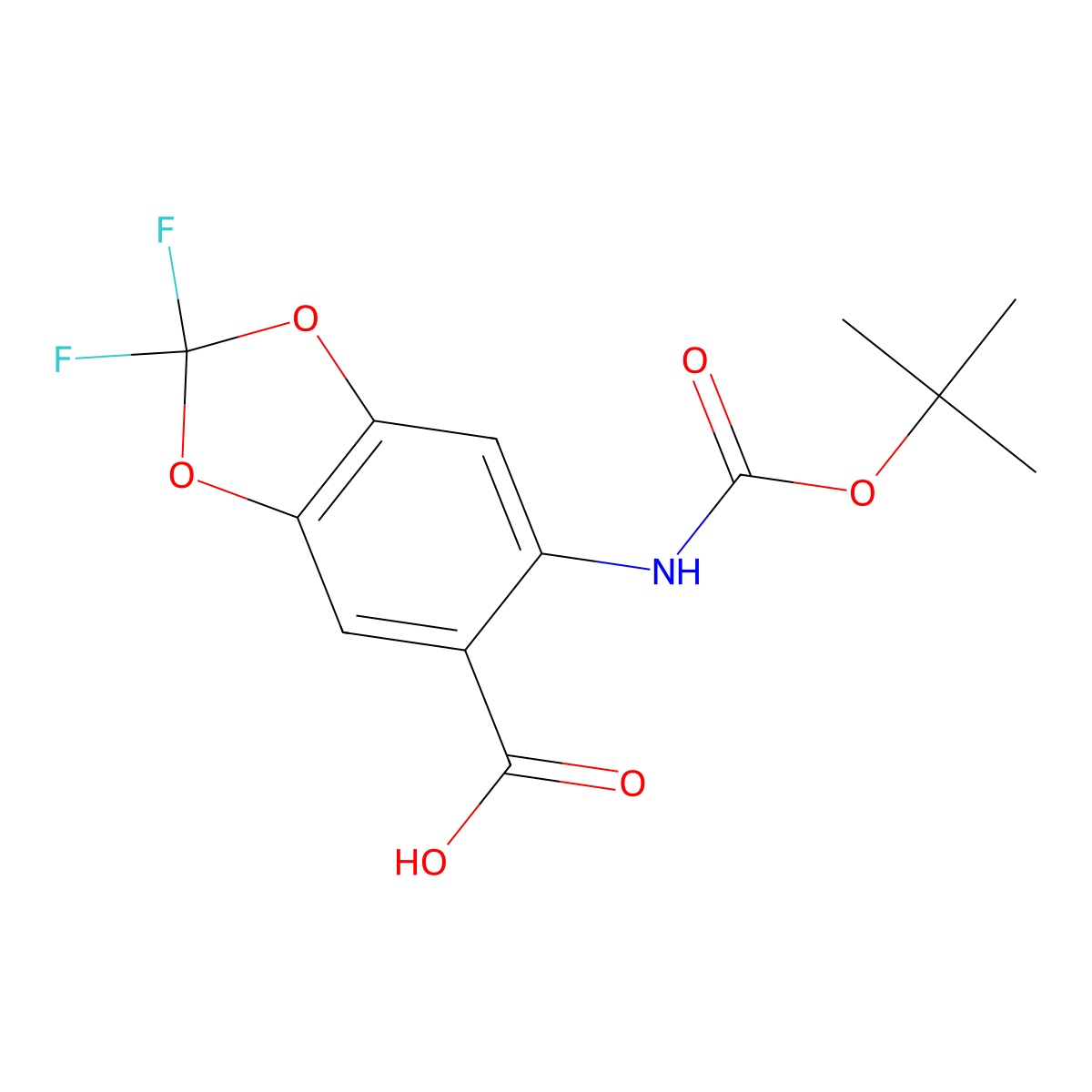 6-{[(Tert-butoxy)carbonyl]amino}-2,2-difluoro-1,3-dioxaindane-5-carboxylic acid molecular structure, CAS 2580231-06-5