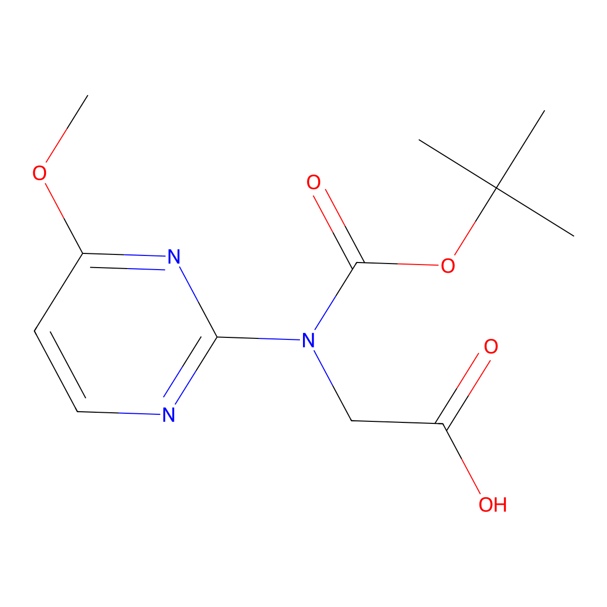 2-{[(Tert-butoxy)carbonyl](4-methoxypyrimidin-2-yl)amino}acetic acid molecular structure, CAS 2580231-13-4