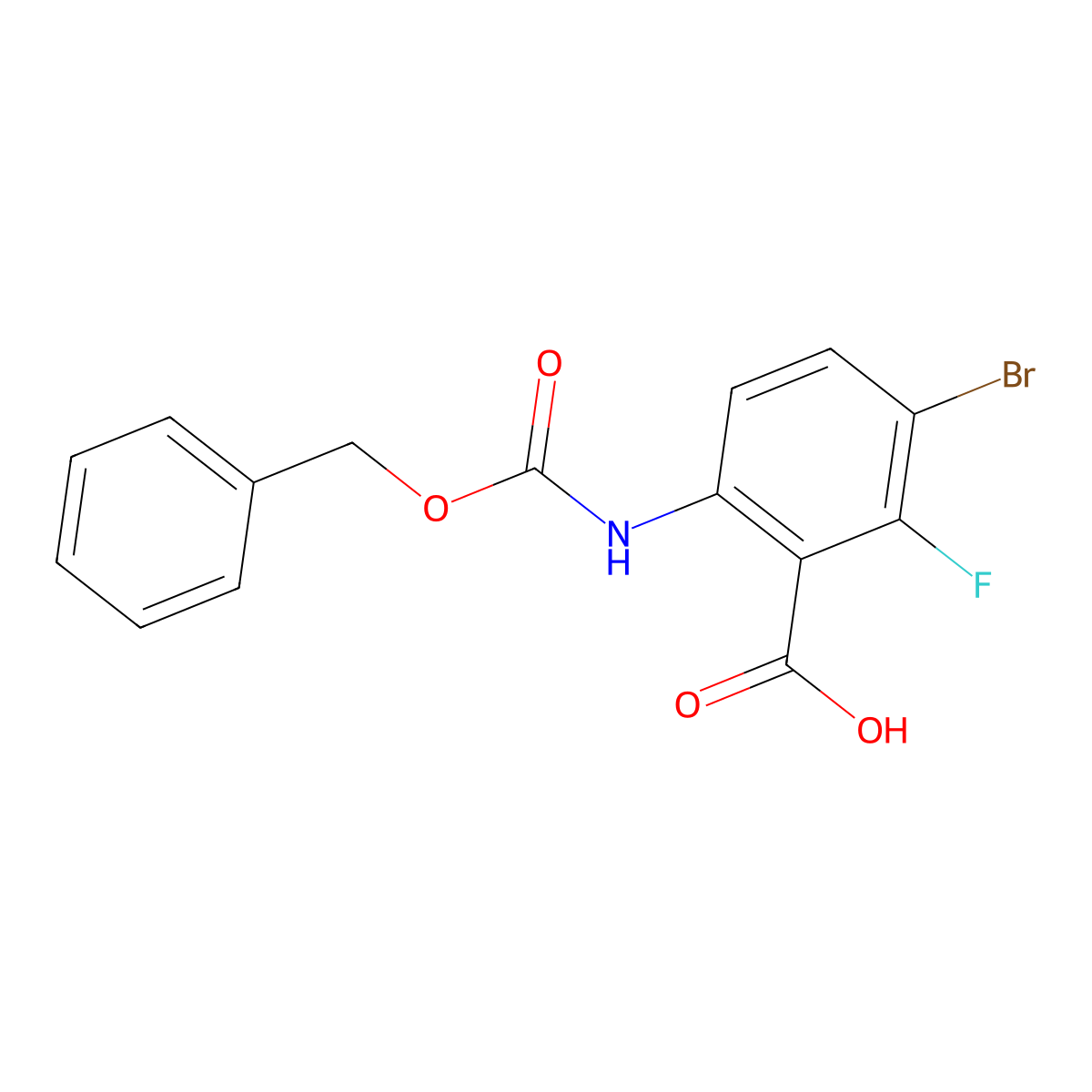 6-{[(Benzyloxy)carbonyl]amino}-3-bromo-2-fluorobenzoic acid molecular structure, CAS 2580231-14-5
