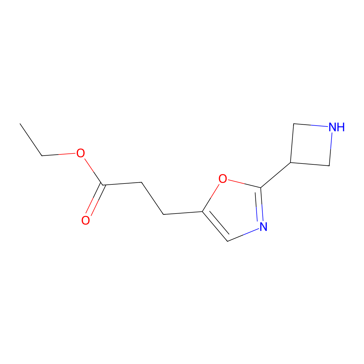 Ethyl 3-[2-(azetidin-3-yl)-1,3-oxazol-5-yl]propanoate molecular structure, CAS 2580231-17-8
