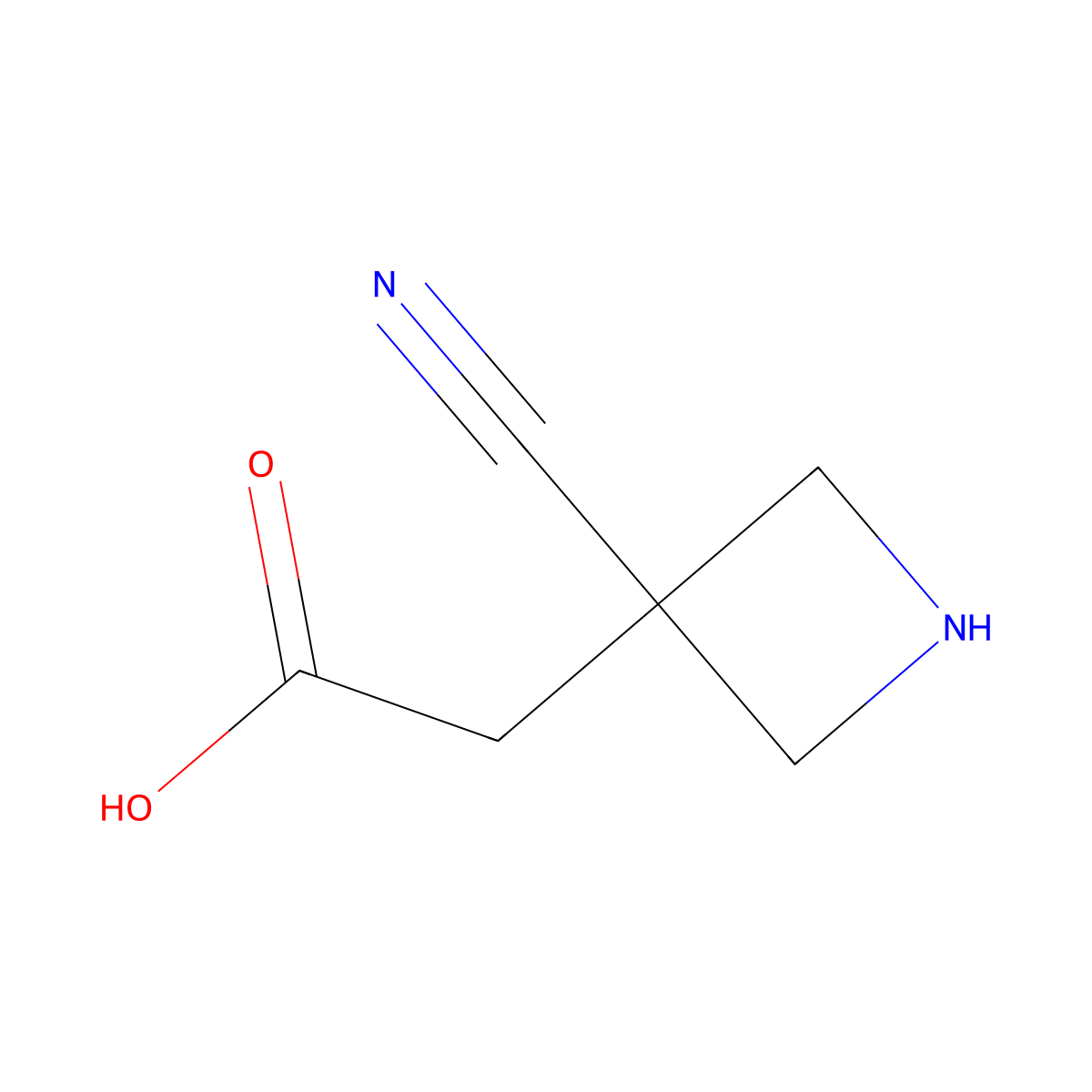 2-(3-Cyanoazetidin-3-yl)acetic acid molecular structure, CAS 2580231-20-3