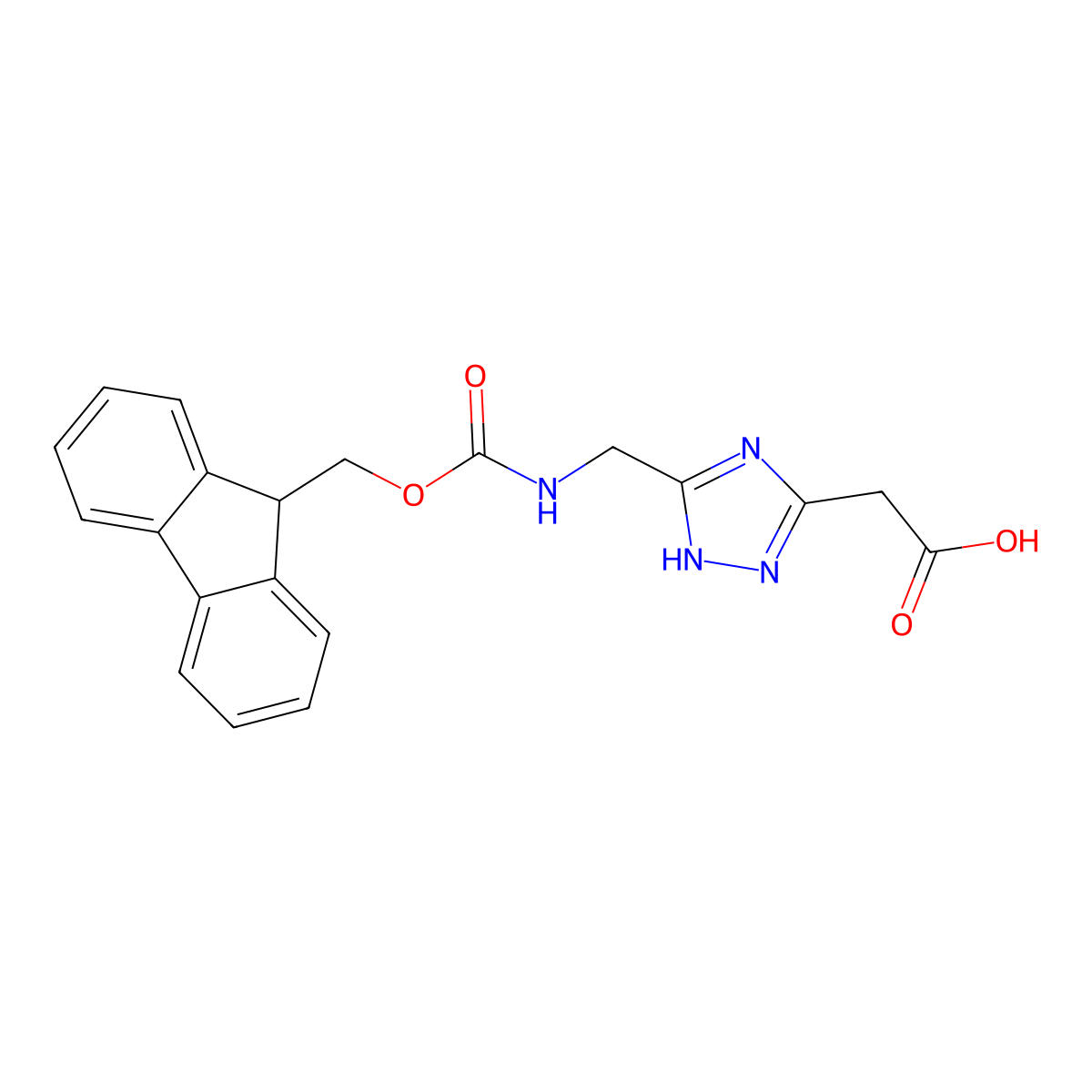 2-{5-[({[(9H-fluoren-9-yl)methoxy]carbonyl}amino)methyl]-4H-1,2,4-triazol-3-yl}acetic acid molecular structure, CAS 2580231-29-2