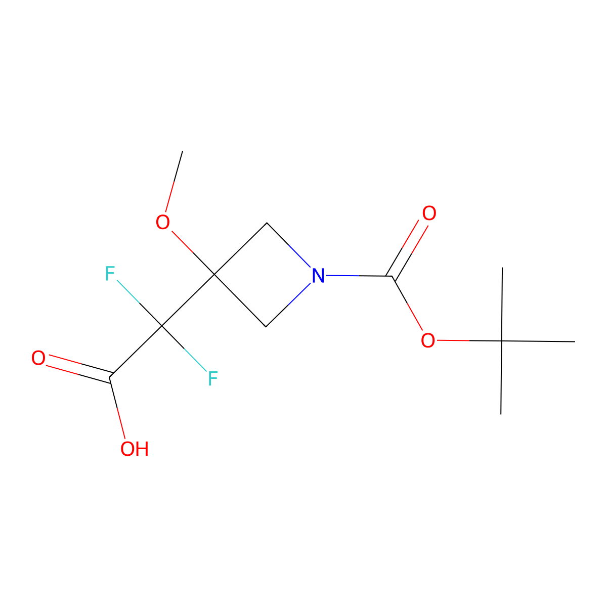 2-{1-[(Tert-butoxy)carbonyl]-3-methoxyazetidin-3-yl}-2,2-difluoroacetic acid molecular structure, CAS 2580231-43-0