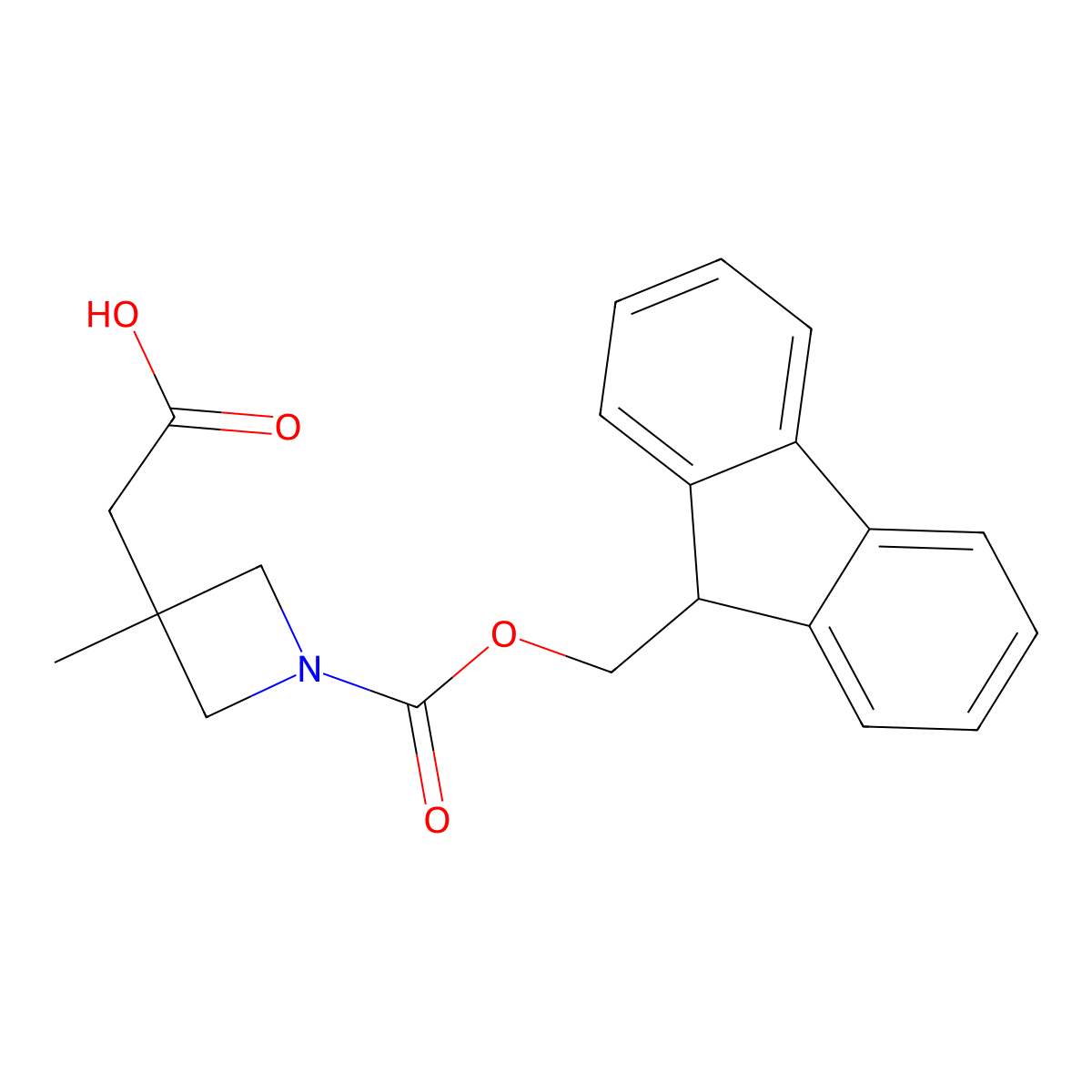 2-(1-{[(9H-fluoren-9-yl)methoxy]carbonyl}-3-methylazetidin-3-yl)acetic acid molecular structure, CAS 2580231-44-1