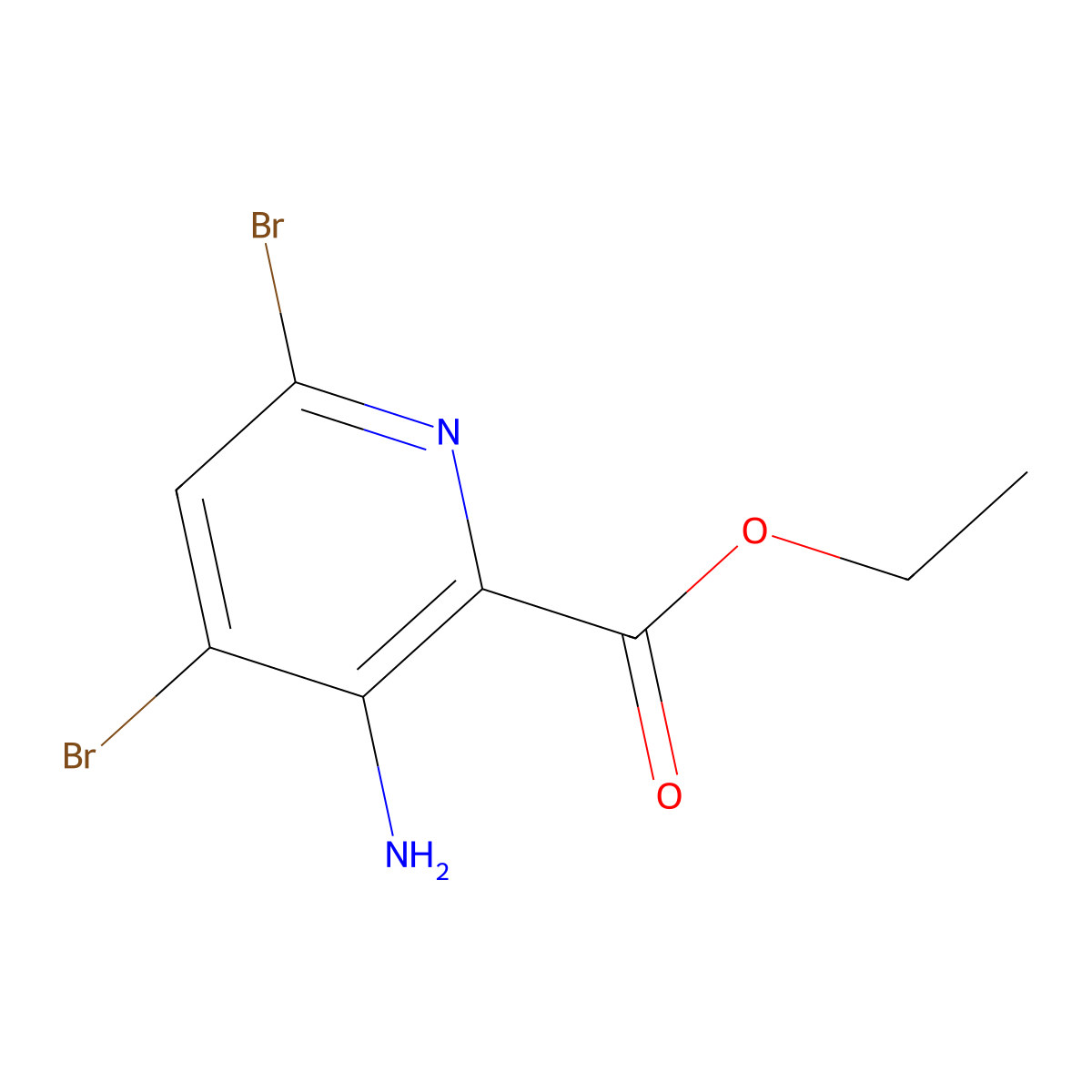 Ethyl 3-amino-4,6-dibromopyridine-2-carboxylate molecular structure, CAS 2580231-53-2