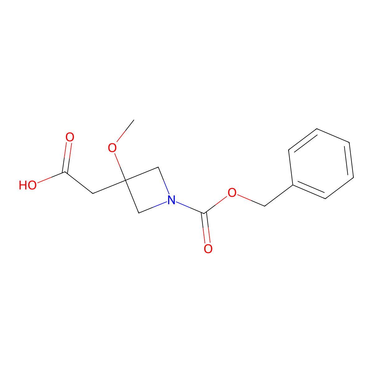 2-{1-[(Benzyloxy)carbonyl]-3-methoxyazetidin-3-yl}acetic acid molecular structure, CAS 2580231-67-8