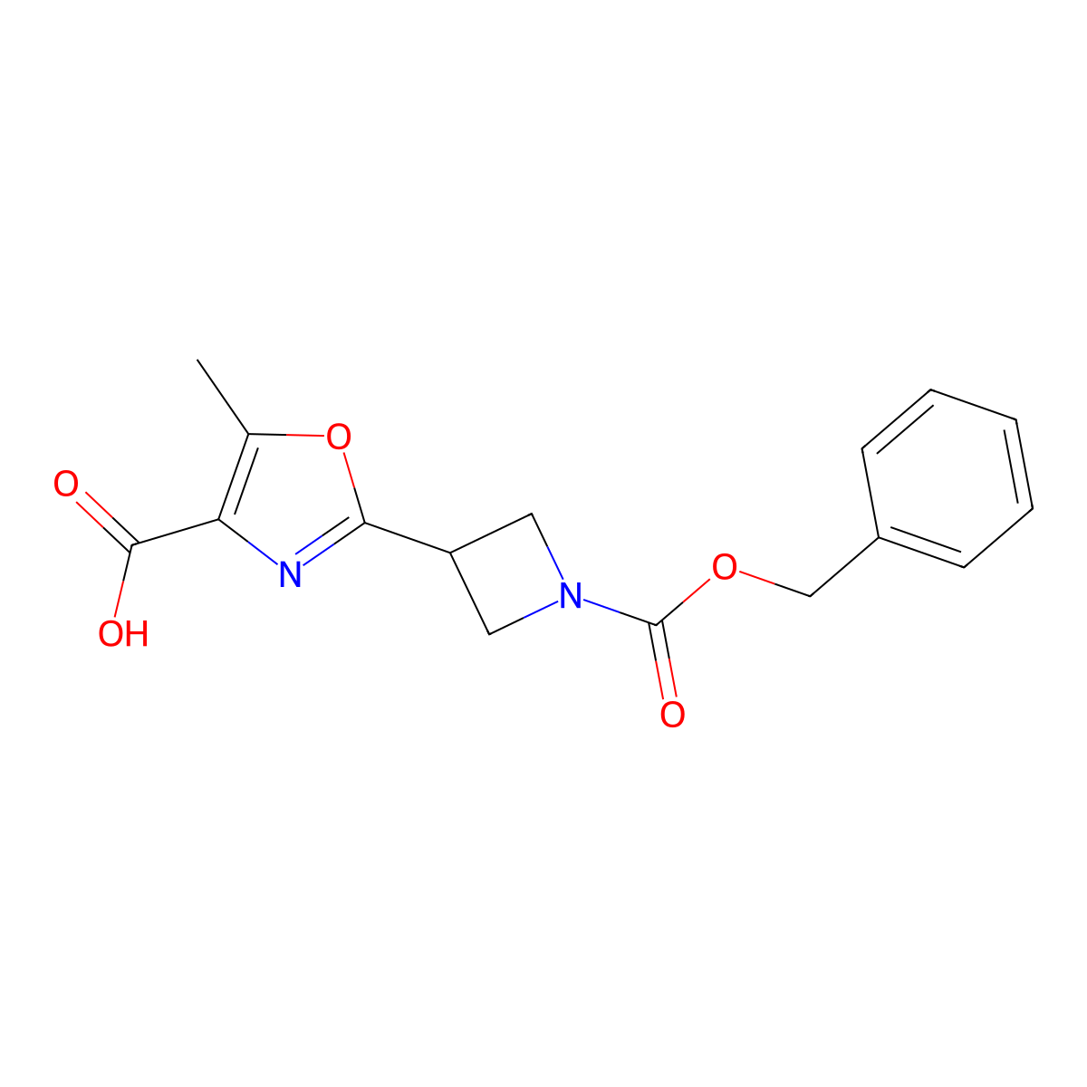 2-{1-[(Benzyloxy)carbonyl]azetidin-3-yl}-5-methyl-1,3-oxazole-4-carboxylic acid molecular structure, CAS 2580231-68-9