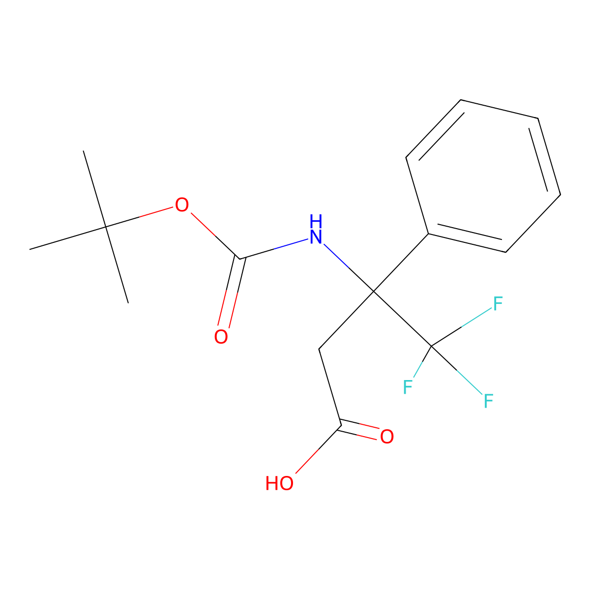 3-{[(Tert-butoxy)carbonyl]amino}-4,4,4-trifluoro-3-phenylbutanoic acid molecular structure, CAS 2580231-70-3