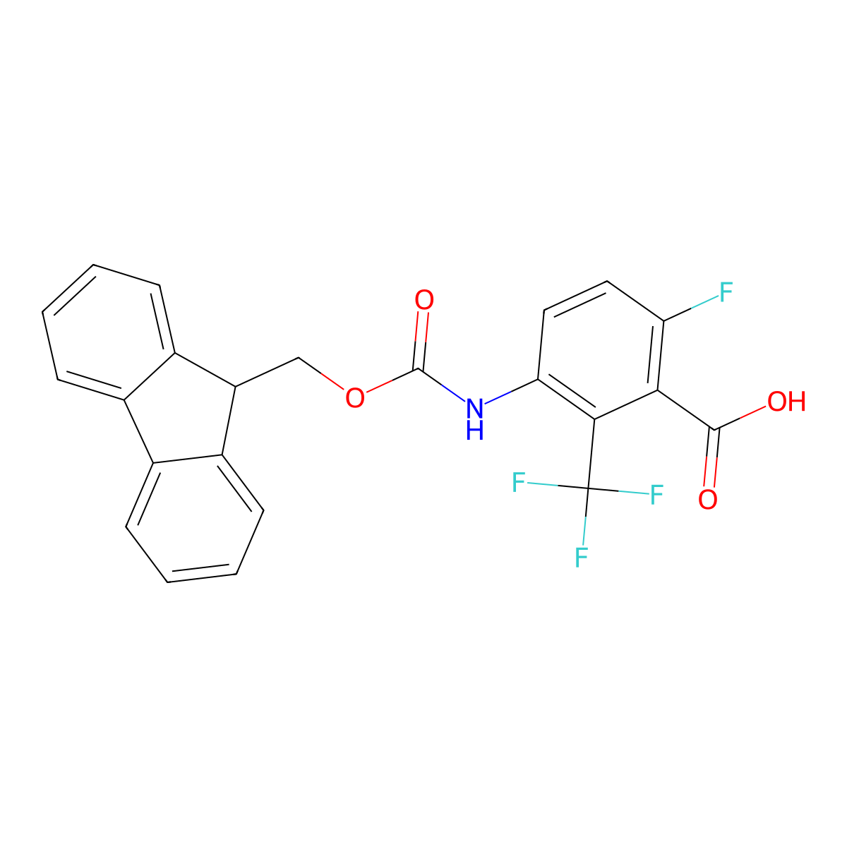 3-({[(9H-fluoren-9-yl)methoxy]carbonyl}amino)-6-fluoro-2-(trifluoromethyl)benzoic acid molecular structure, CAS 2580231-72-5