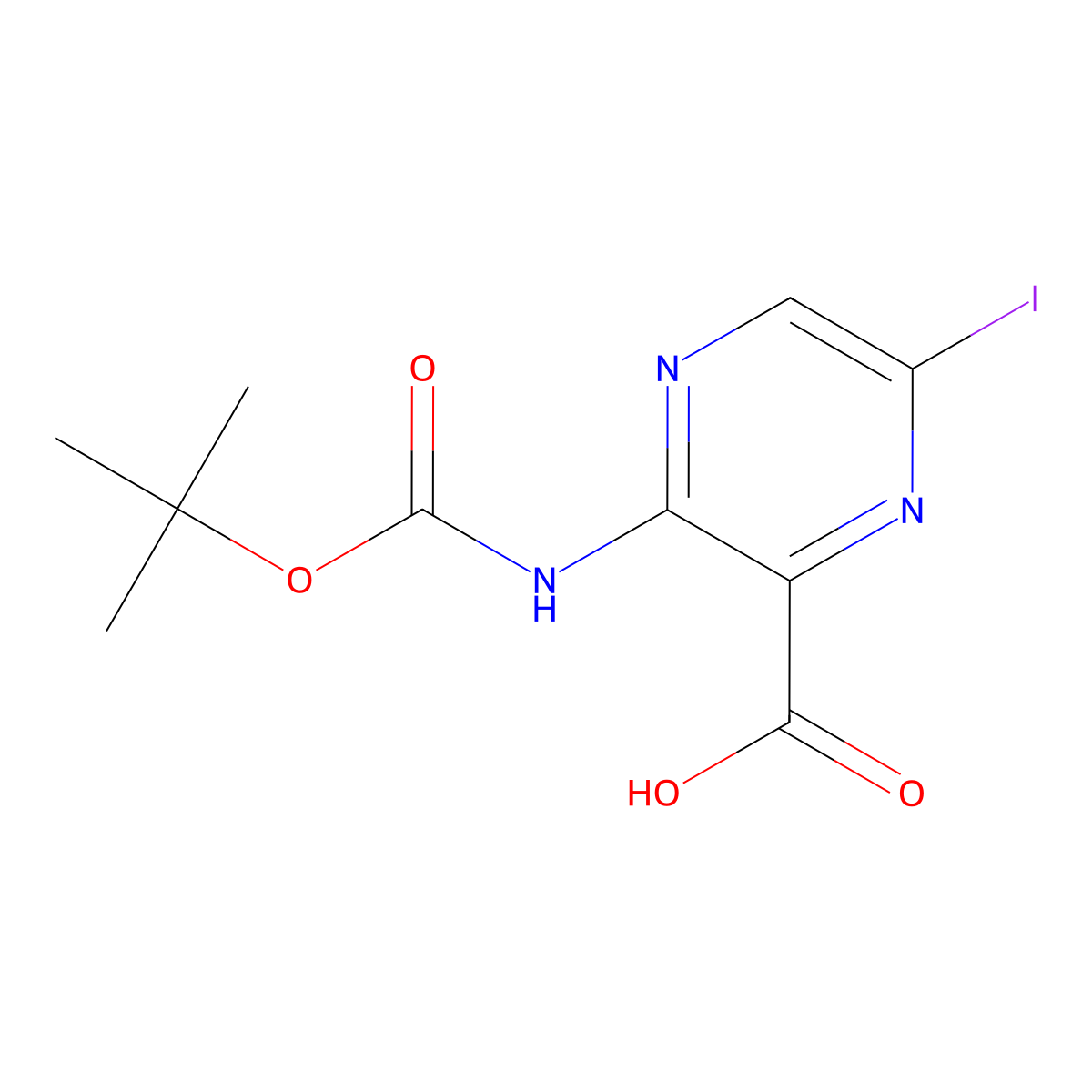 3-{[(Tert-butoxy)carbonyl]amino}-6-iodopyrazine-2-carboxylic acid molecular structure, CAS 2580231-78-1