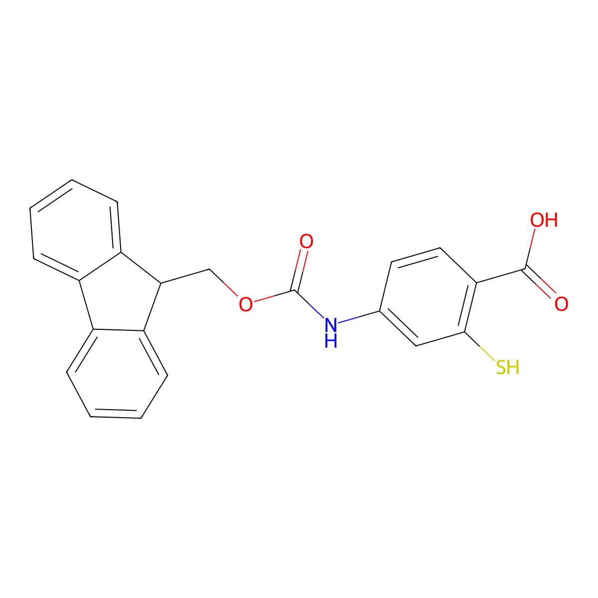 4-({[(9H-fluoren-9-yl)methoxy]carbonyl}amino)-2-sulfanylbenzoic acid molecular structure, CAS 2580231-83-8