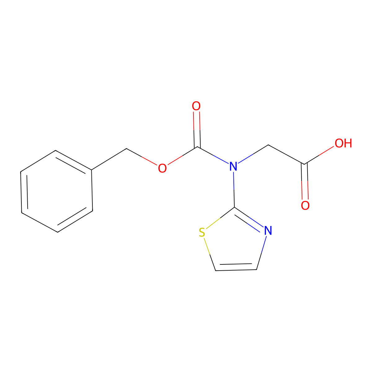 2-{[(Benzyloxy)carbonyl](1,3-thiazol-2-yl)amino}acetic acid molecular structure, CAS 2580231-89-4