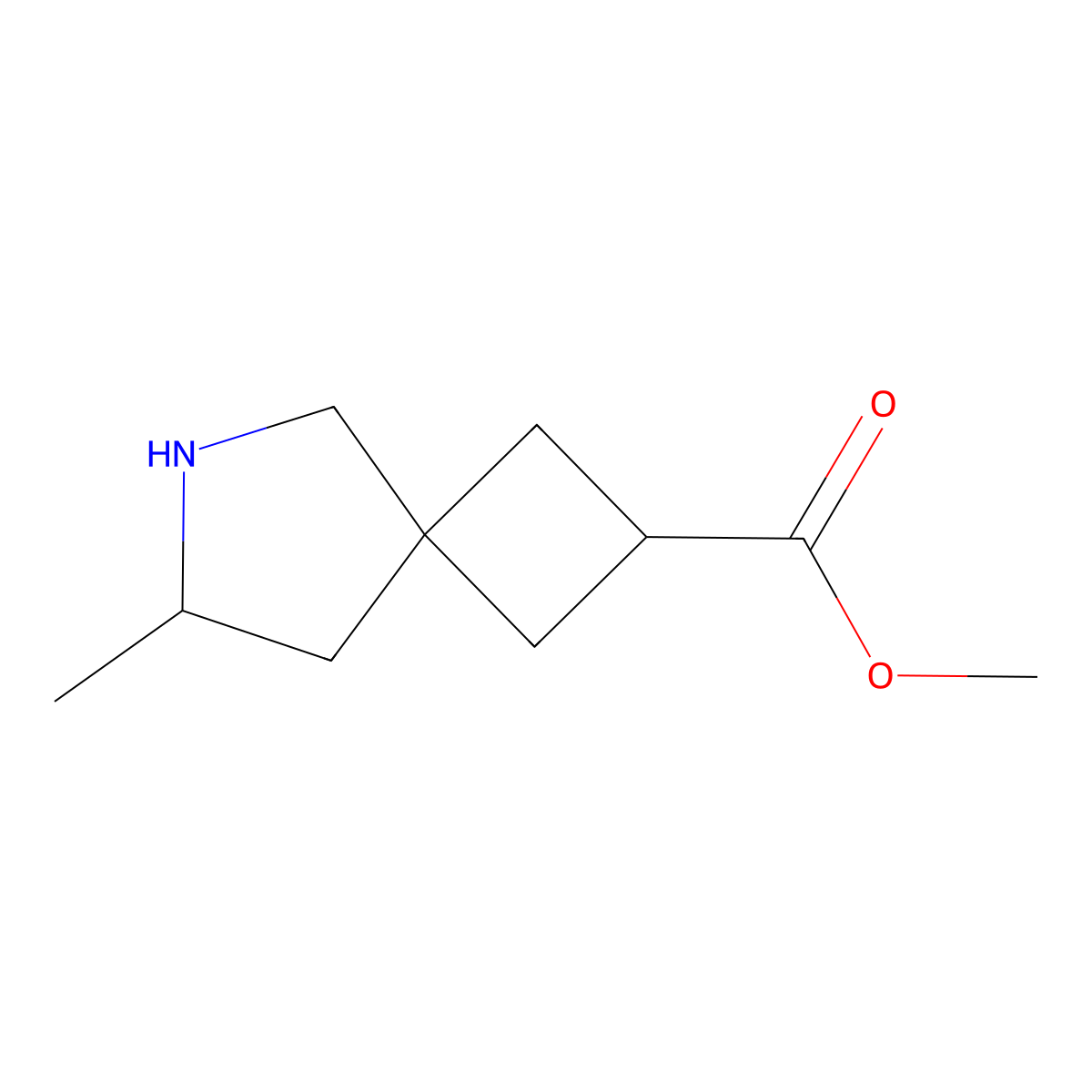 Methyl 7-methyl-6-azaspiro[3.4]octane-2-carboxylate molecular structure, CAS 2580231-97-4