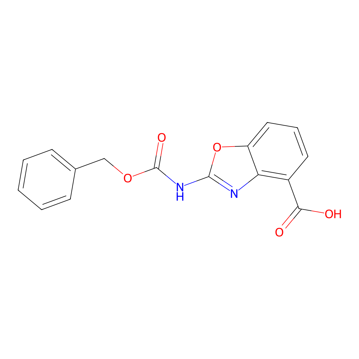 2-{[(Benzyloxy)carbonyl]amino}-1,3-benzoxazole-4-carboxylic acid molecular structure, CAS 2580232-04-6