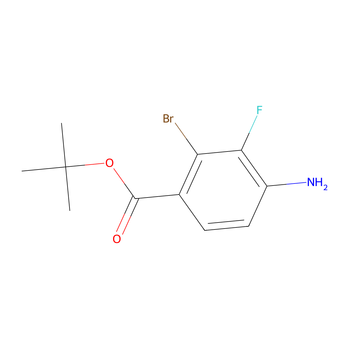 Tert-butyl 4-amino-2-bromo-3-fluorobenzoate molecular structure, CAS 2580232-09-1