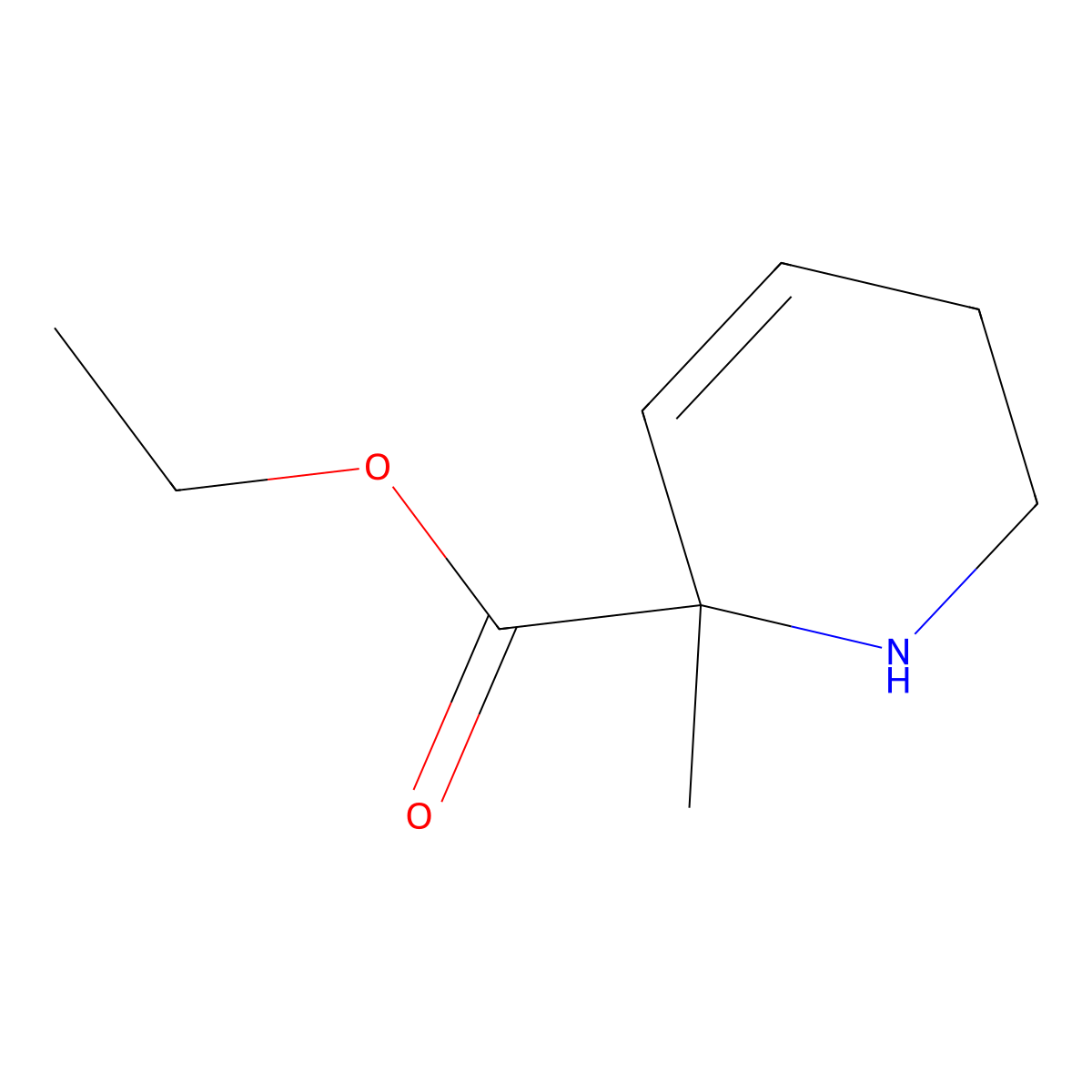 Ethyl 2-methyl-1,2,5,6-tetrahydropyridine-2-carboxylate molecular structure, CAS 2580232-17-1