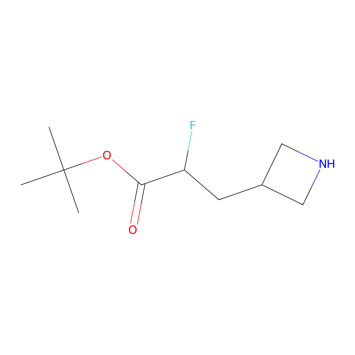 Tert-butyl 3-(azetidin-3-yl)-2-fluoropropanoate molecular structure, CAS 2580232-23-9