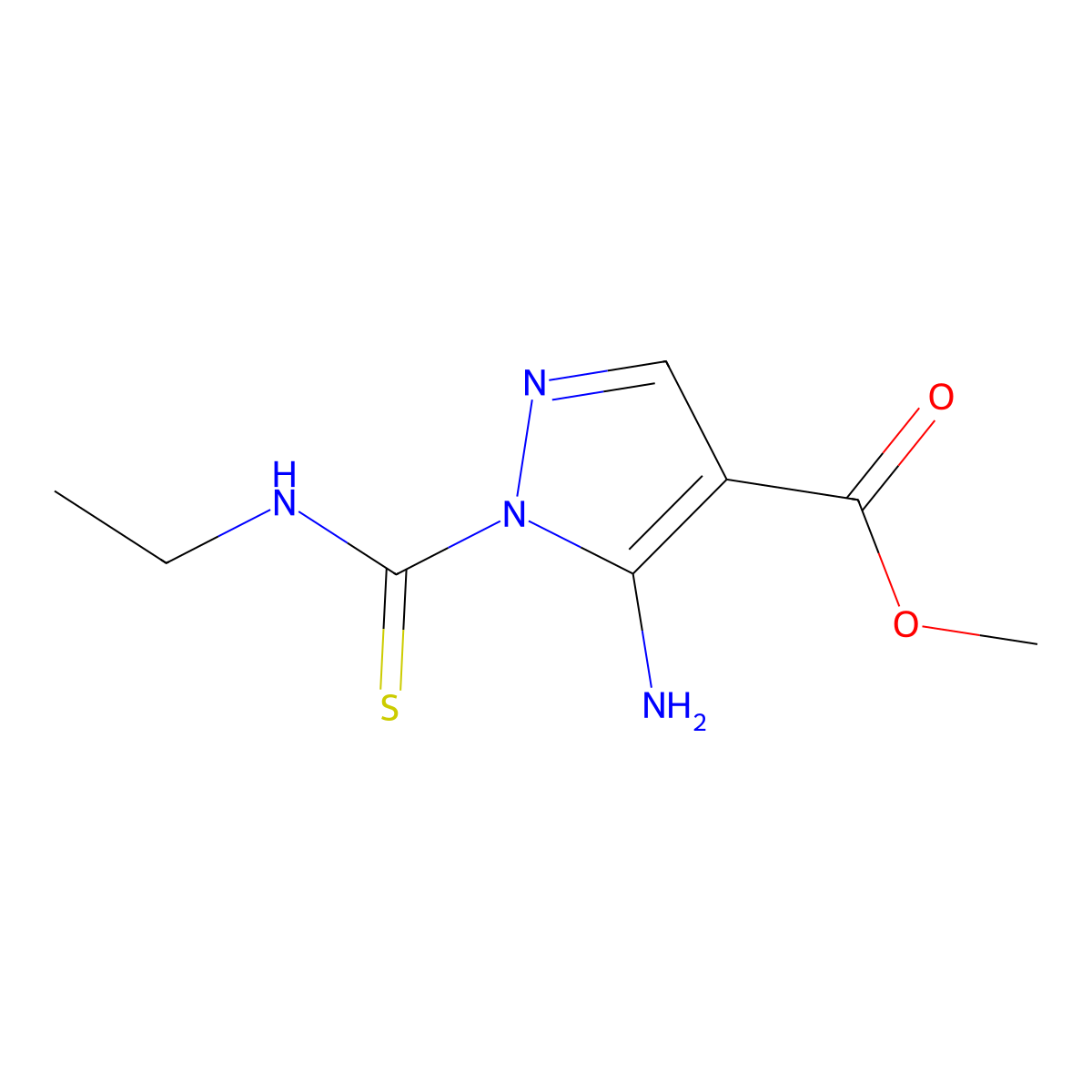 methyl 5-amino-1-(ethylcarbamothioyl)-1H-pyrazole-4-carboxylate molecular structure, CAS 2580232-25-1