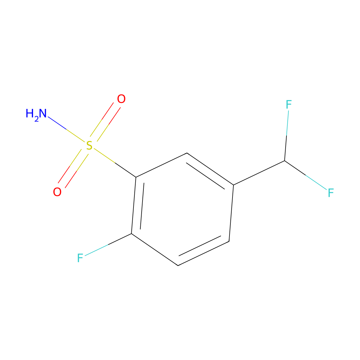 5-(Difluoromethyl)-2-fluorobenzene-1-sulfonamide molecular structure, CAS 2580232-28-4