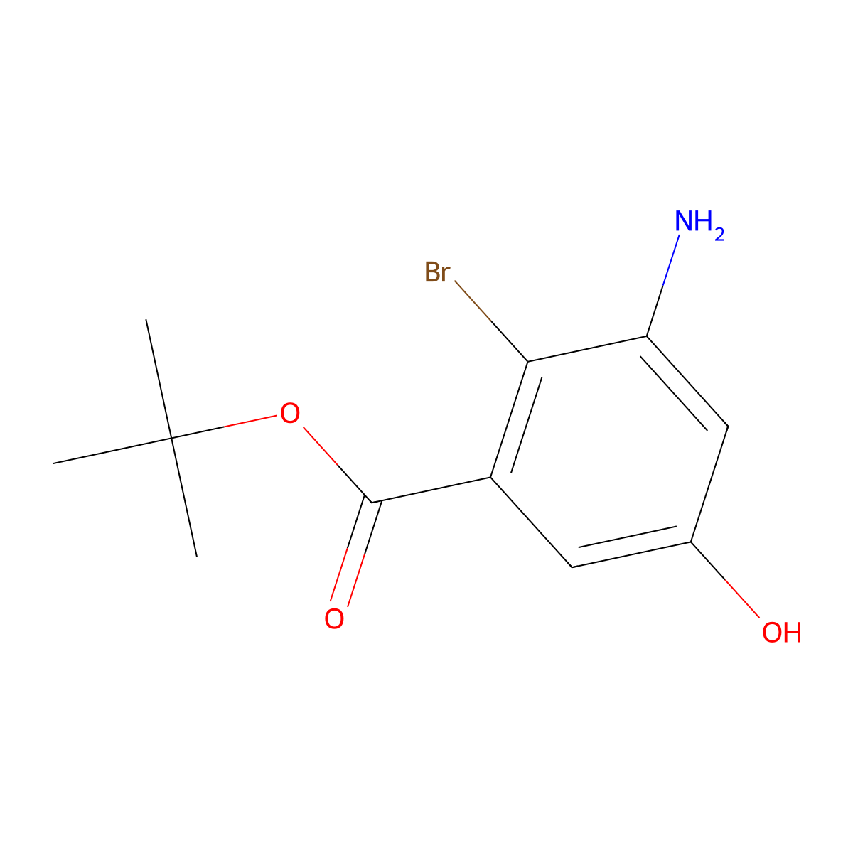 Tert-butyl 3-amino-2-bromo-5-hydroxybenzoate molecular structure, CAS 2580232-30-8