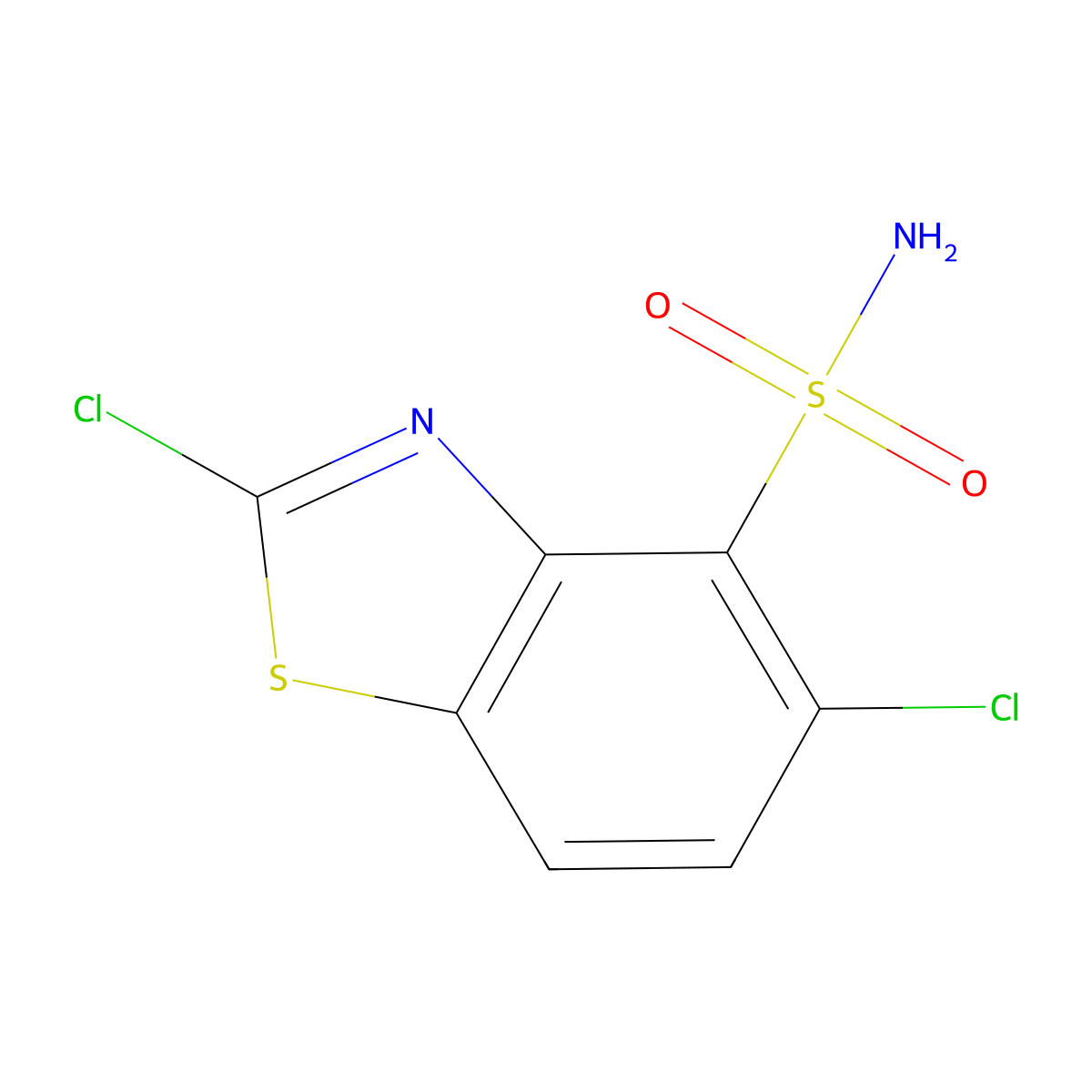 2,5-Dichloro-1,3-benzothiazole-4-sulfonamide molecular structure, CAS 2580232-34-2