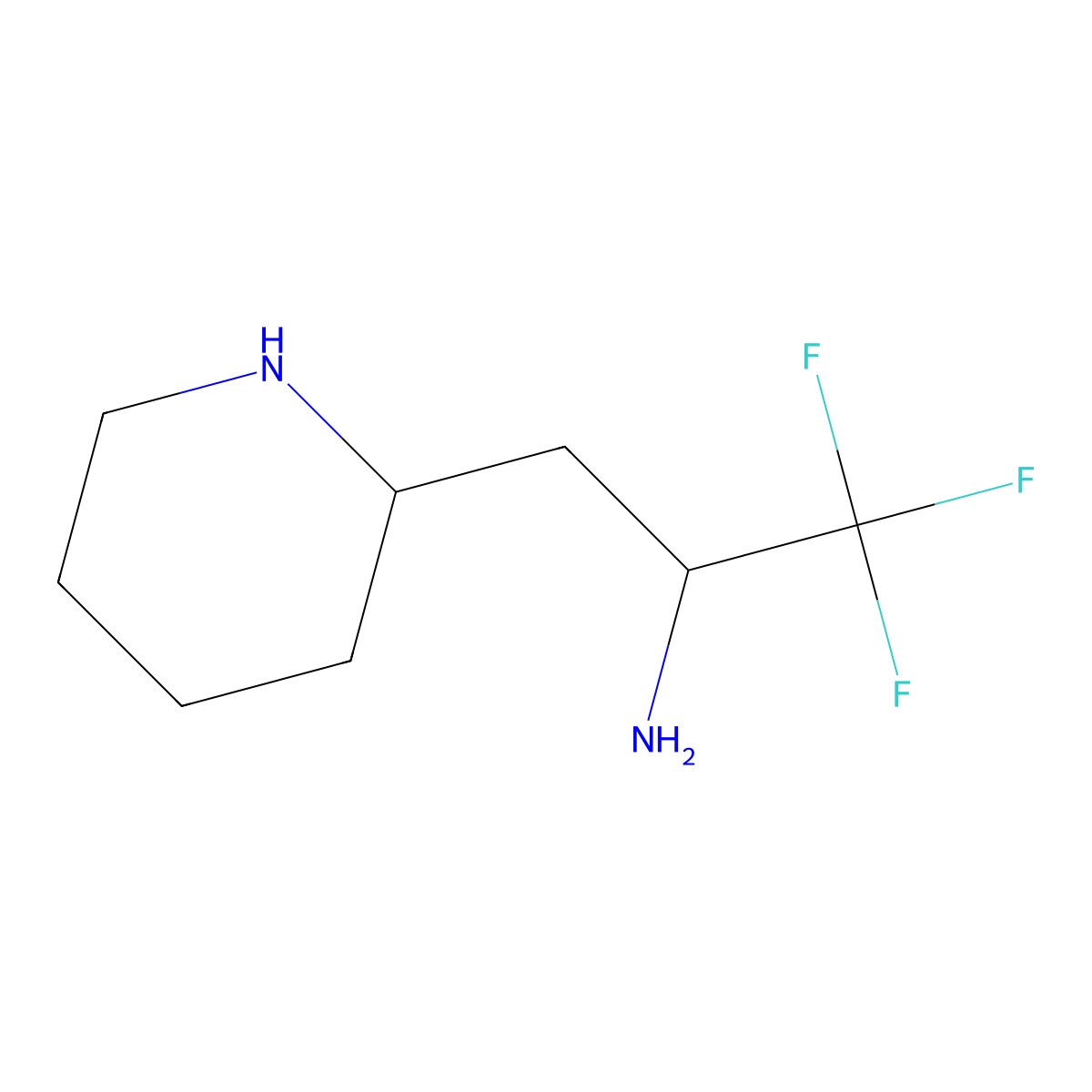 1,1,1-Trifluoro-3-(piperidin-2-yl)propan-2-amine molecular structure, CAS 2580232-35-3