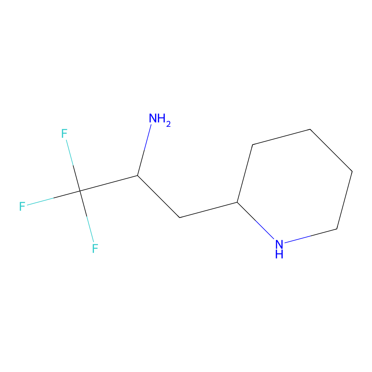 1,1,1-Trifluoro-3-(piperidin-2-yl)propan-2-amine molecular structure, CAS 2580232-35-3
