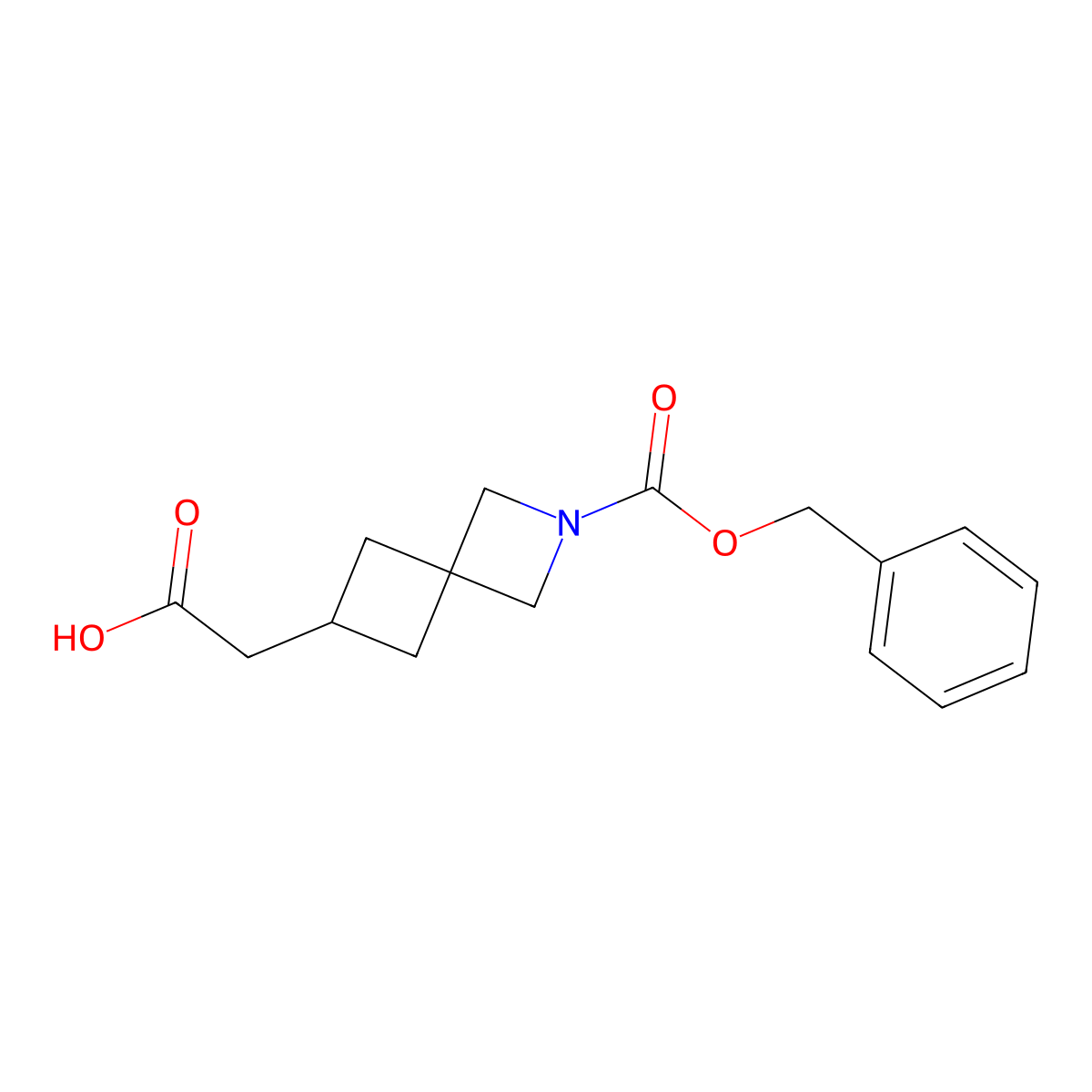 2-{2-[(Benzyloxy)carbonyl]-2-azaspiro[3.3]heptan-6-yl}acetic acid molecular structure, CAS 2580232-36-4