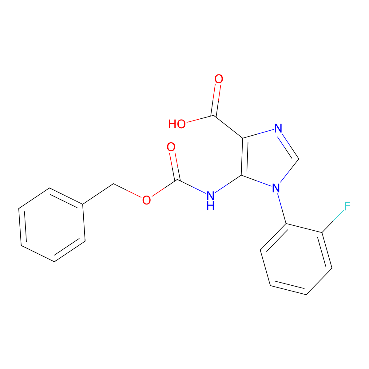 5-{[(benzyloxy)carbonyl]amino}-1-(2-fluorophenyl)-1H-imidazole-4-carboxylic acid molecular structure, CAS 2580232-38-6