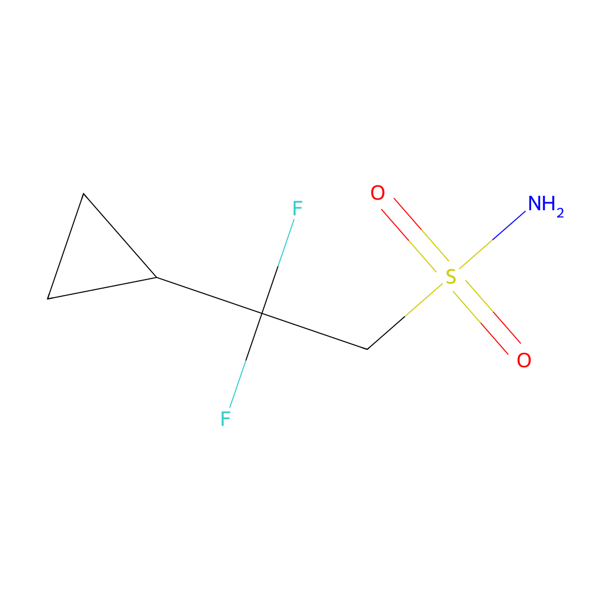2-Cyclopropyl-2,2-difluoroethane-1-sulfonamide molecular structure, CAS 2580232-48-8