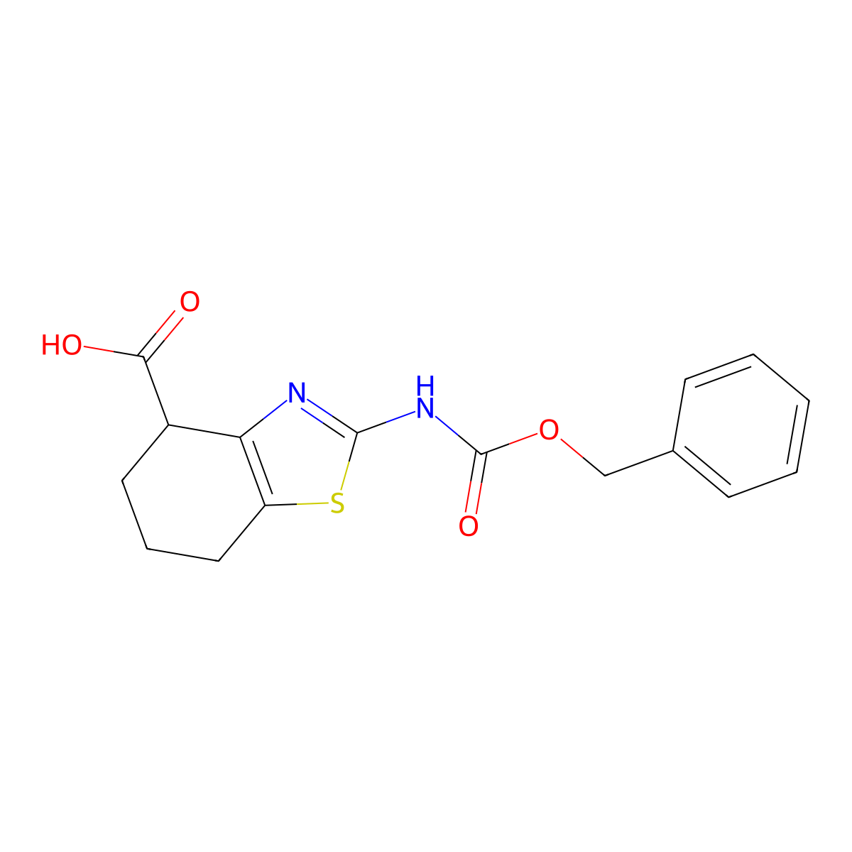 2-{[(Benzyloxy)carbonyl]amino}-4,5,6,7-tetrahydro-1,3-benzothiazole-4-carboxylic acid molecular structure, CAS 2580232-64-8