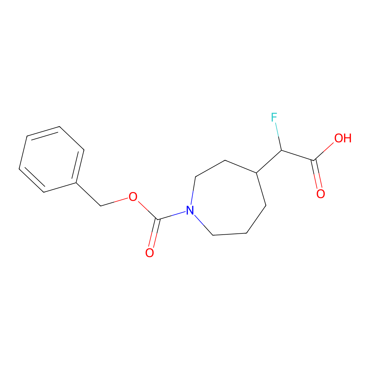 2-{1-[(Benzyloxy)carbonyl]azepan-4-yl}-2-fluoroacetic acid molecular structure, CAS 2580232-67-1