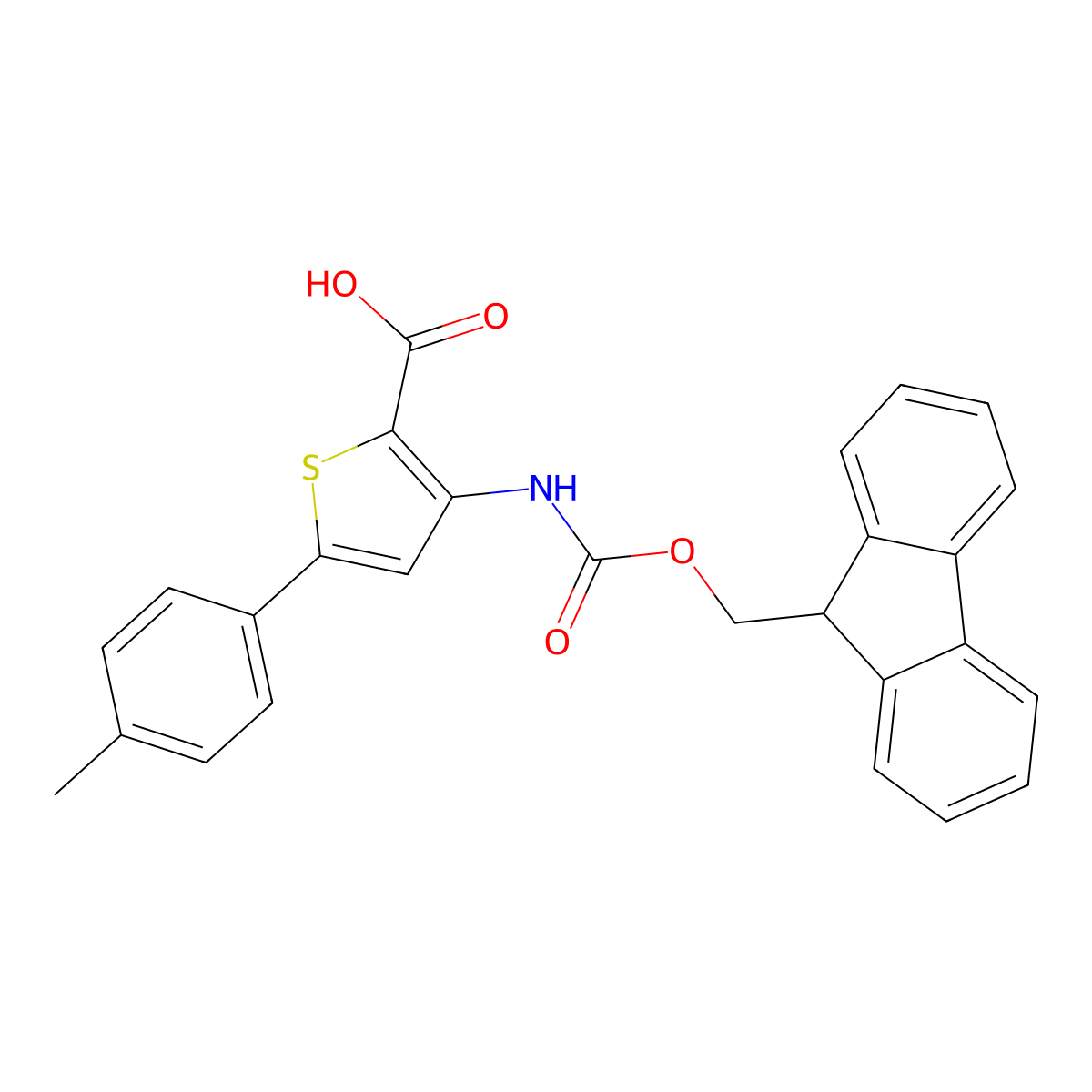 3-({[(9H-fluoren-9-yl)methoxy]carbonyl}amino)-5-(4-methylphenyl)thiophene-2-carboxylic acid molecular structure, CAS 2580232-73-9