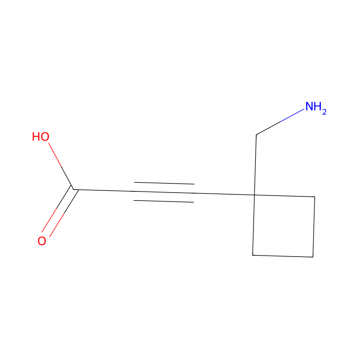 3-[1-(Aminomethyl)cyclobutyl]prop-2-ynoic acid molecular structure, CAS 2580232-80-8