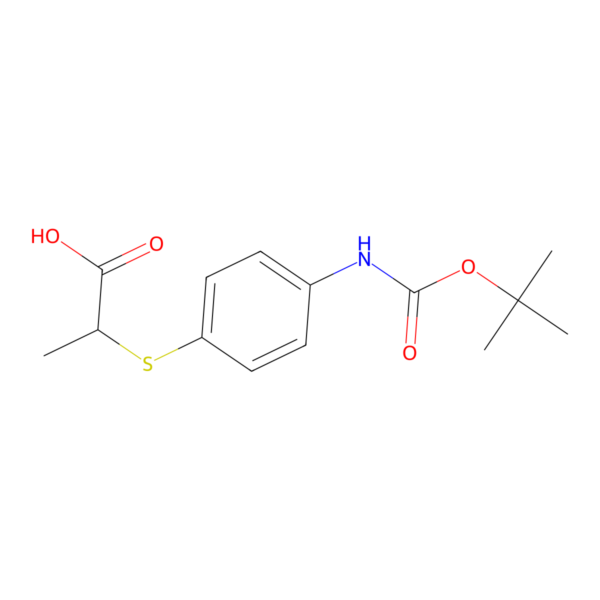 2-[(4-{[(Tert-butoxy)carbonyl]amino}phenyl)sulfanyl]propanoic acid molecular structure, CAS 2580232-94-4