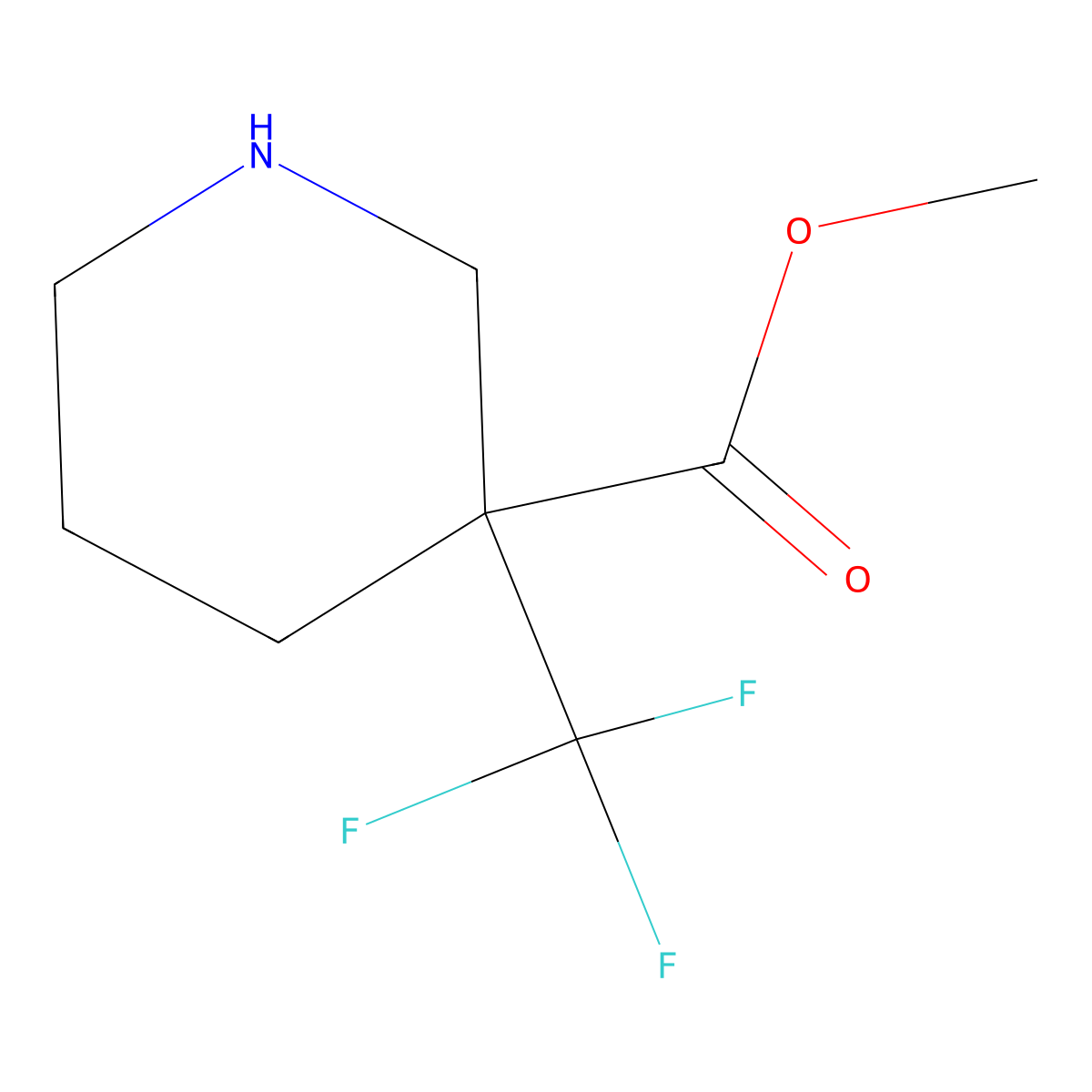 Methyl 3-(trifluoromethyl)piperidine-3-carboxylate molecular structure, CAS 2580233-01-6