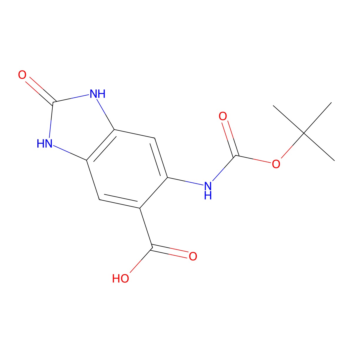 6-{[(tert-butoxy)carbonyl]amino}-2-oxo-2,3-dihydro-1H-1,3-benzodiazole-5-carboxylic acid molecular structure, CAS 2580233-07-2
